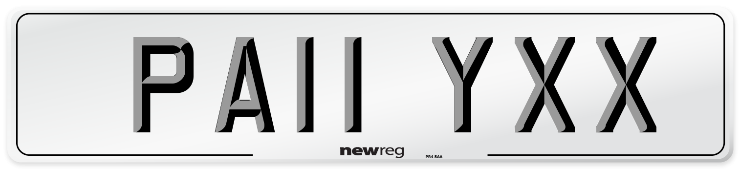 PA11 YXX Number Plate from New Reg